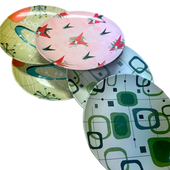 Mid Century Modern plates 5 in total made fromThermosaf polymer plastic 10 I ch - Picture 1 of 8